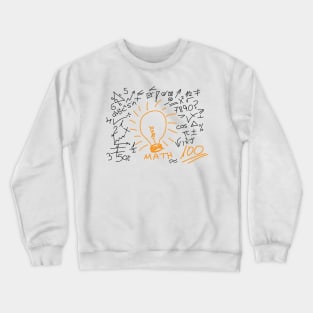 Hand drawn maths symbol and elements around orange bulb Crewneck Sweatshirt